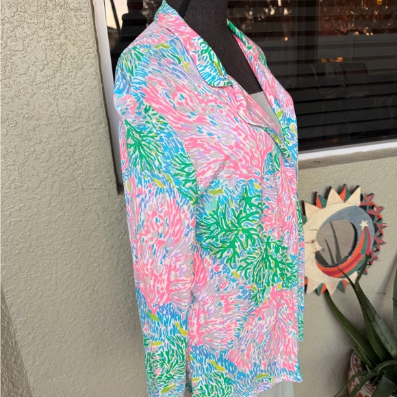 Lilly Pulitzer Colorful Cardigan Tropical Print Lightweight Cardigan - Picture 6 of 9
